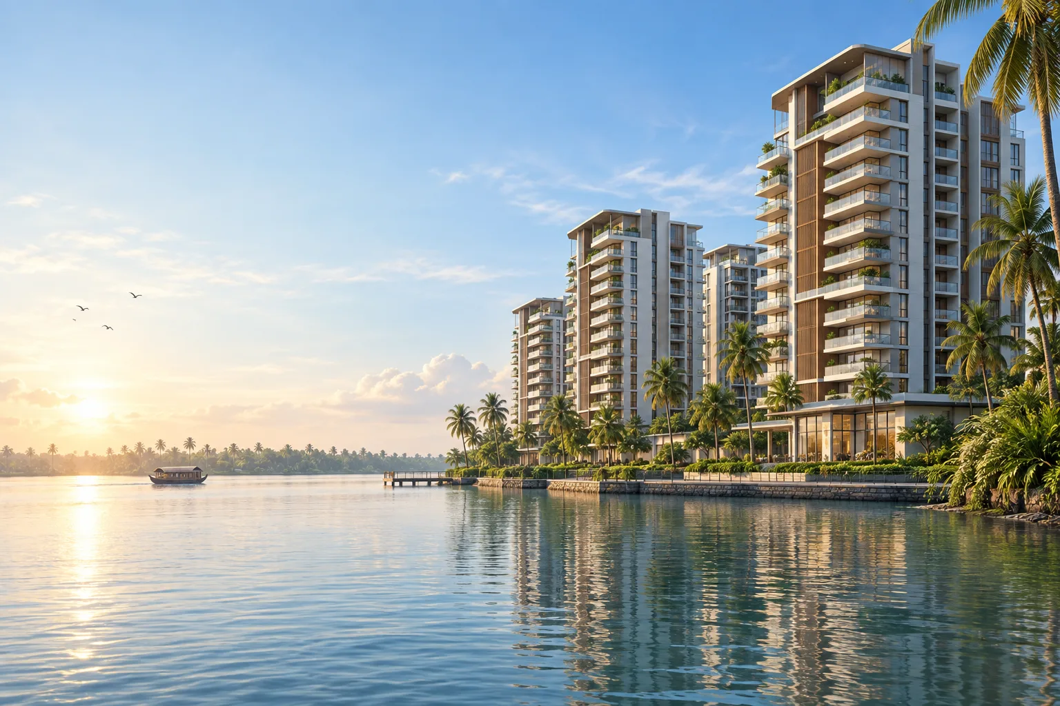 Illustrative vision of tropical waterfront living